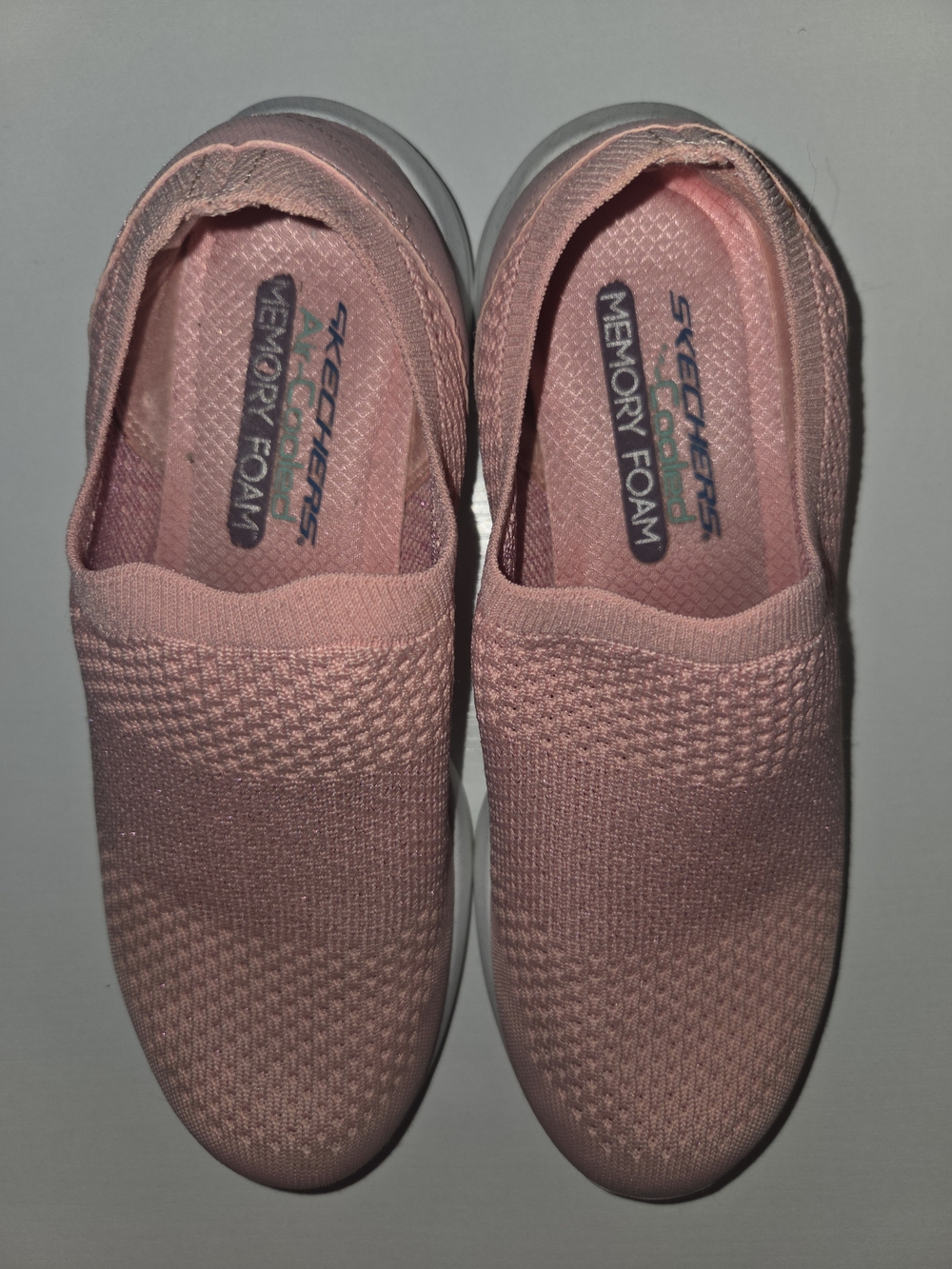 Skechers Slip-On Knit Sneakers in Dusty Rose and White - Picture 3 of 5